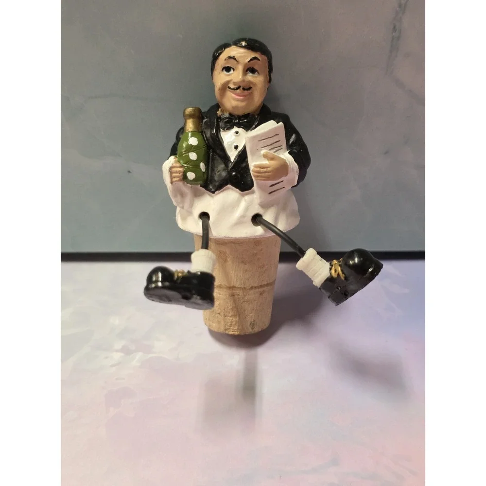 WINE BOTTLE TOPPER Figural Shaped WAITER Legs Dangle